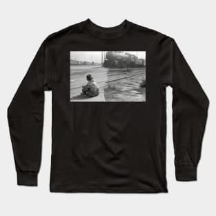 Boy Watching Trains, 1939. Vintage Photo Long Sleeve T-Shirt